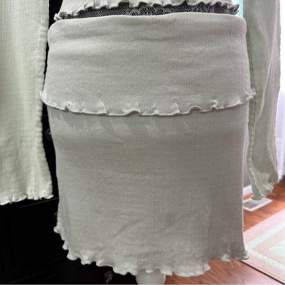 Free People Soleil Set Mineral Sea Two-Piece Long Sleeve & Mini Skirt Size L - Picture 7 of 16